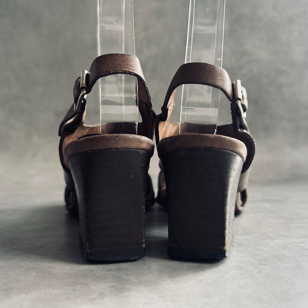 MARNI シルバー金具　レザー　アンクルストラップサンダル ダークブラウン 7