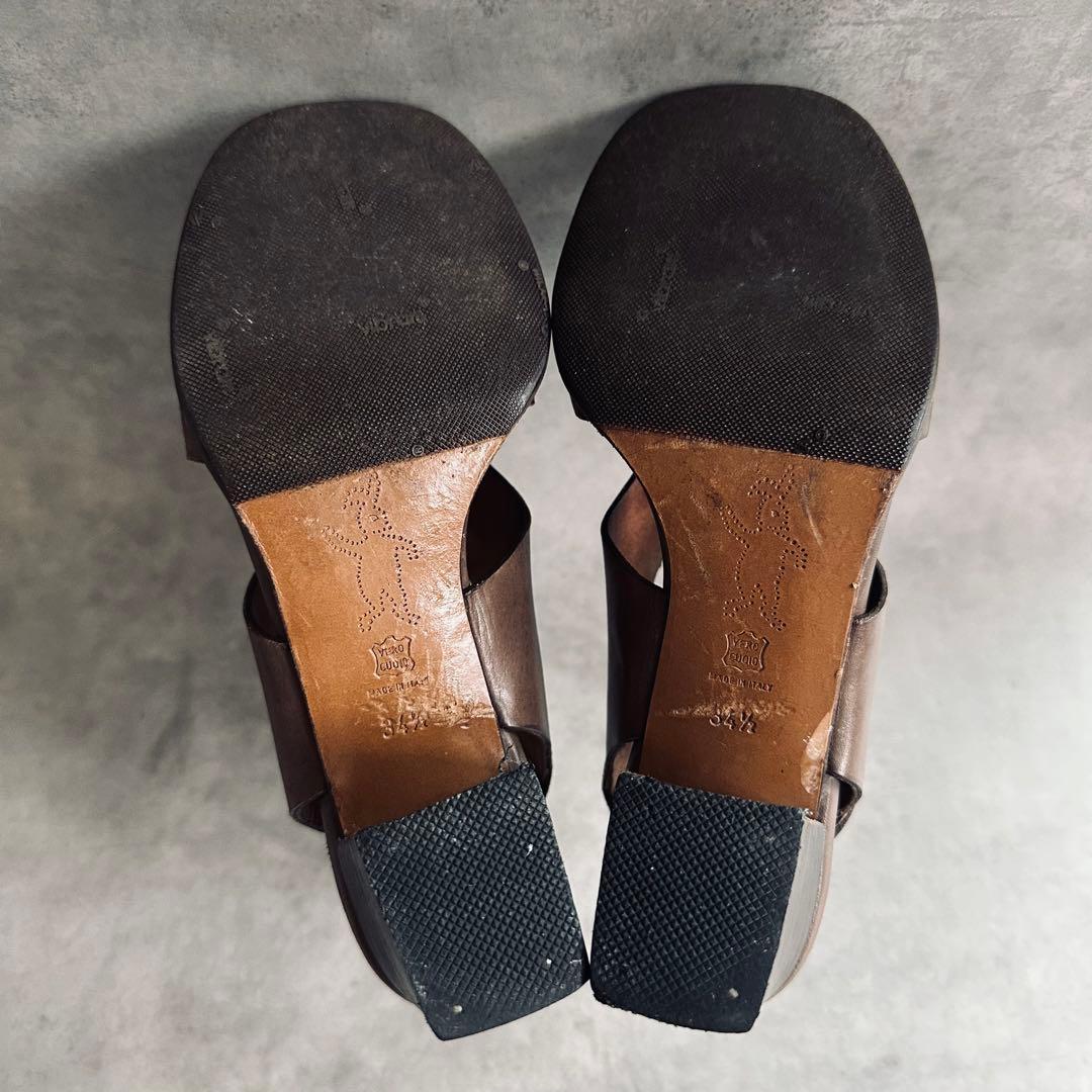 MARNI シルバー金具　レザー　アンクルストラップサンダル ダークブラウン 8