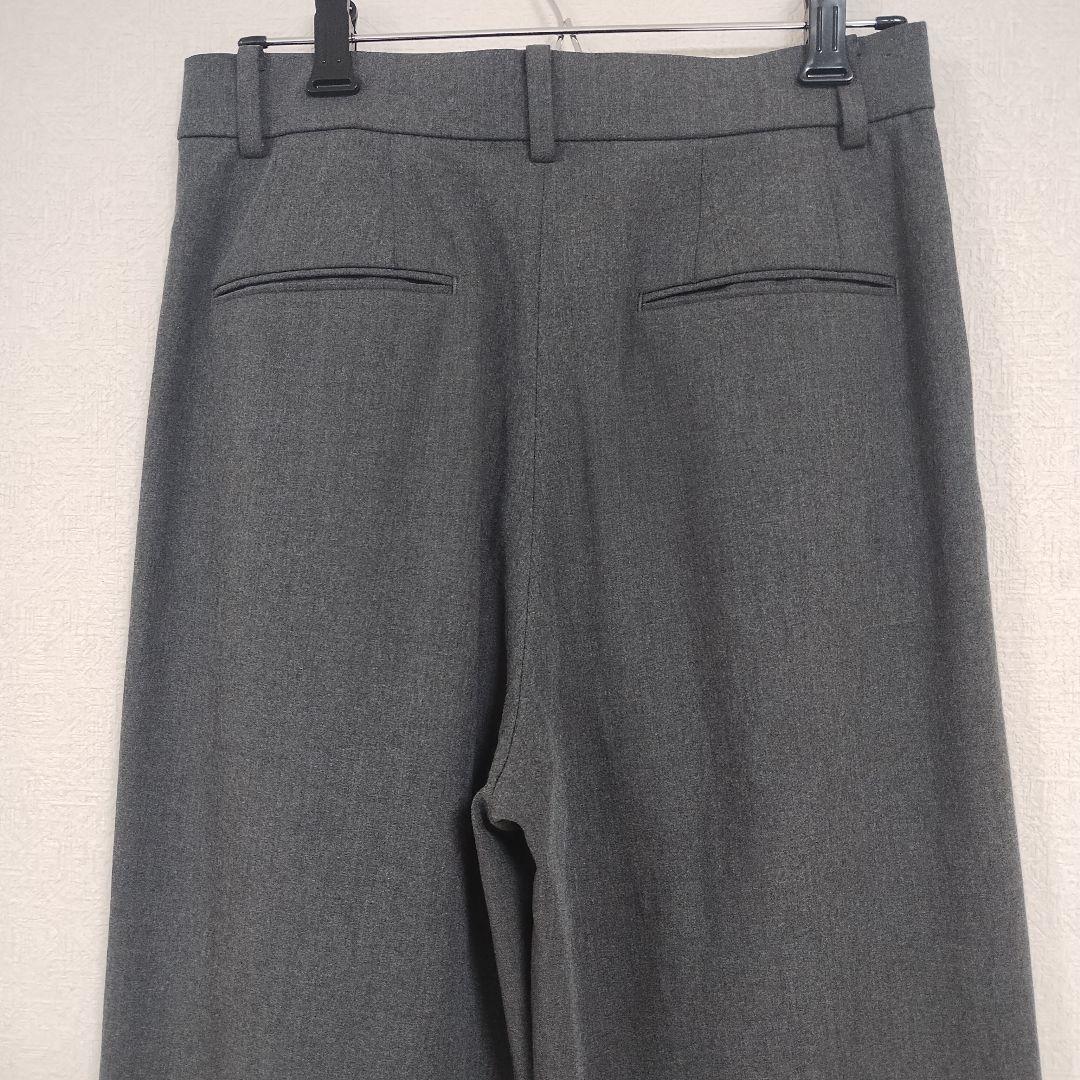UNIQLO グレー プリーツ入り ワイドパンツ M シンプル オフィス 着回し 5
